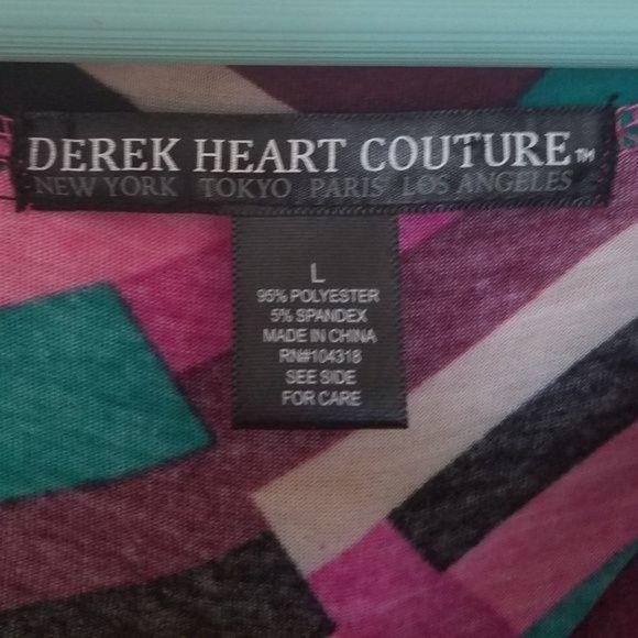 Derek Heart Couture dress with belt size Large geometric 2000s style color block - Picture 2 of 3